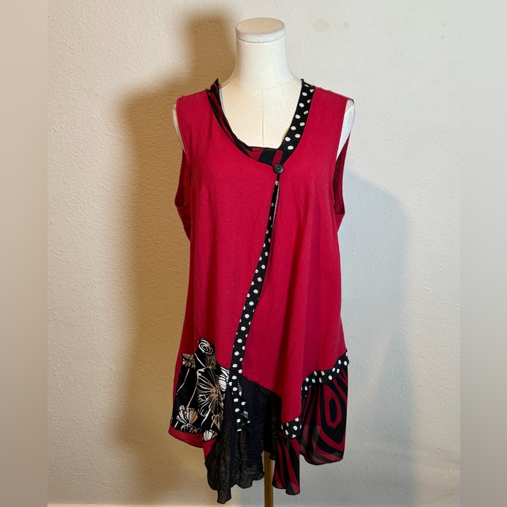 NWT Lee Andersen Spring Ready Tunic Tank Red size XL